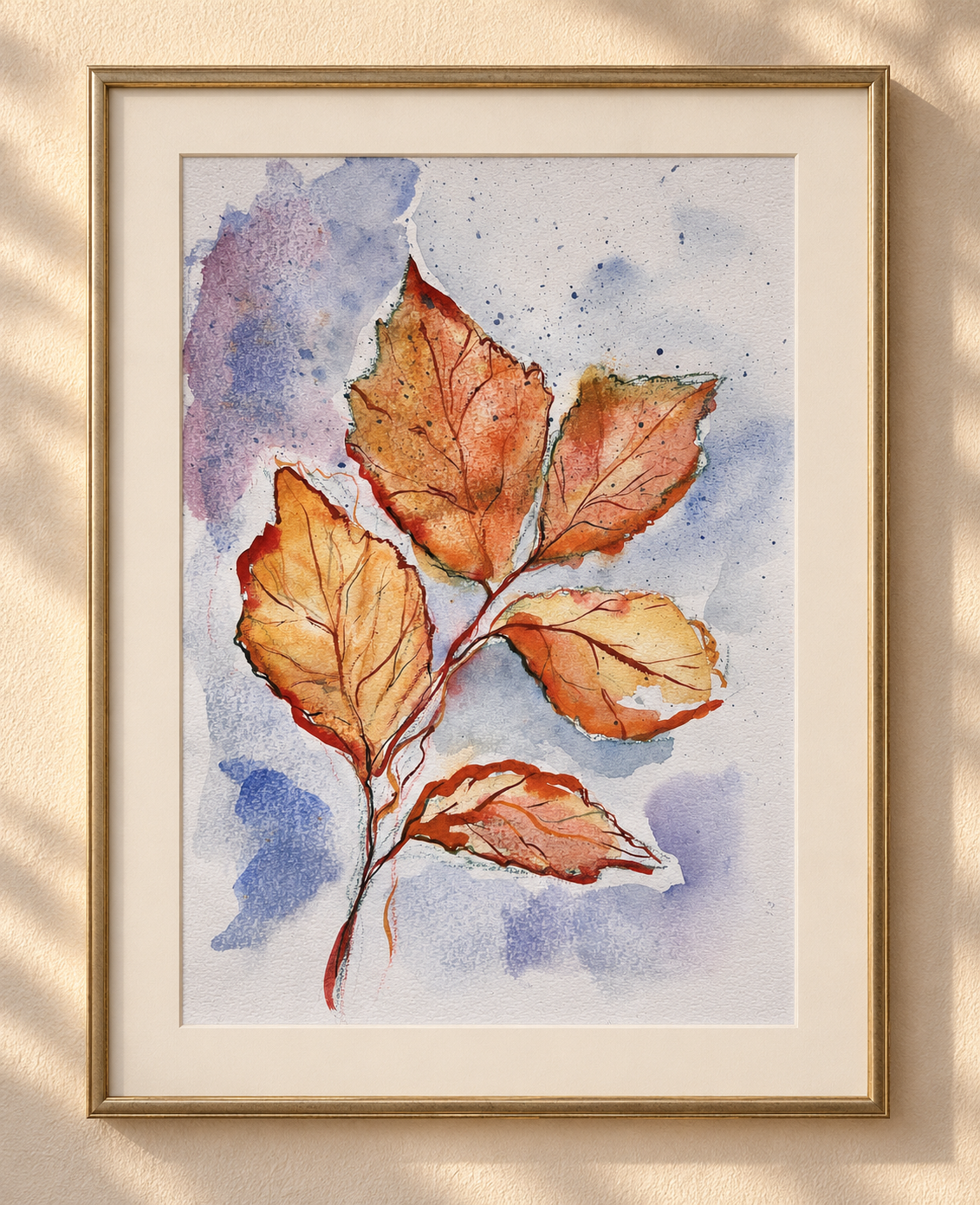 Interior visualisation of Whisper of Autumn Leaves by Marina Stognieva in a frame
